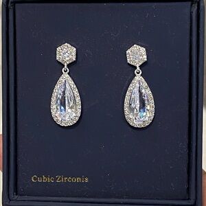 Elegant Sterling Silver Cubic Zirconia Drop Earrings